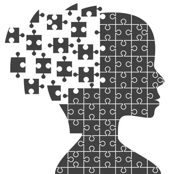 Vector illustration of Silhouette of puzzle pieces