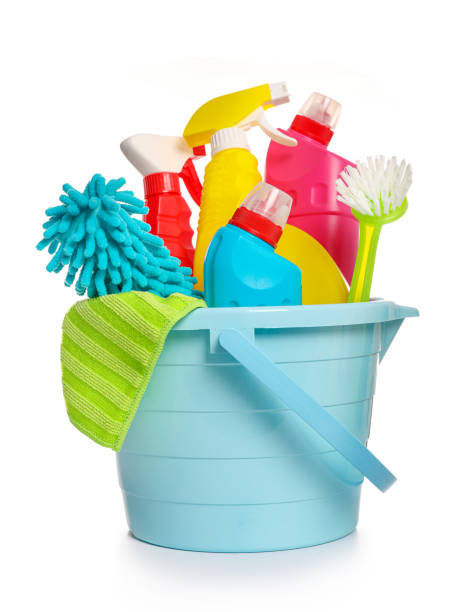 istock Chemical cleaning supplies isolated on white background 1338053021