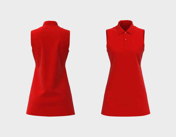 Sleeveless collared shirt mockup in front and back views
