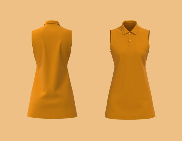 istock Sleeveless collared shirt mockup in front, side and back views 1338053339