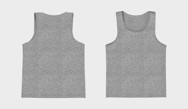 istock Flatlay sleeveless t-shirt mockup in front and back views 1338053398