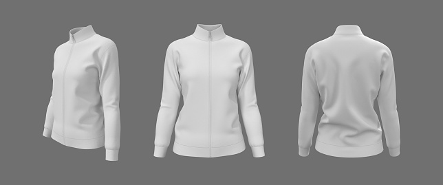 Women's tracksuit jacket mockup, 3d illustration, 3d rendering