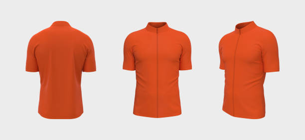 istock Blank cycling jersey mockup in front, side and back views 1338054546
