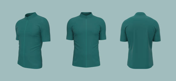 istock Blank cycling jersey mockup in front, side and back 1338054564