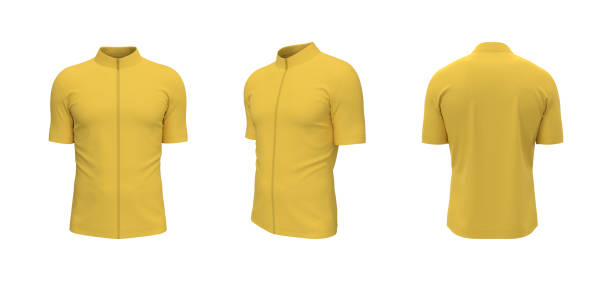 Blank cycling jersey mockup in front, side and back stock photo