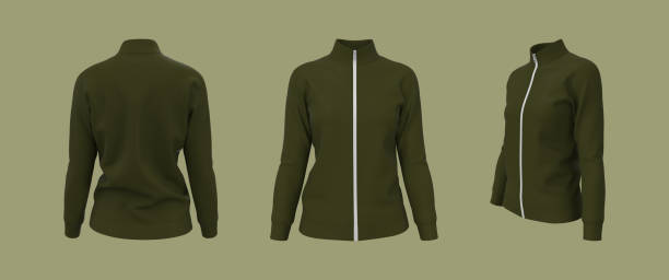 istock Women's tracksuit jacket mockup 1338054678