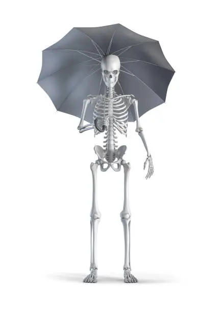Photo of Skeleton with umbrella