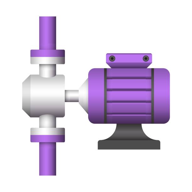 ilustracja wektorowa pompy wodnej izolowana na białym tle do sterowania, dystrybucji i dostarczania wody. - large control fuel and power generation white background stock illustrations