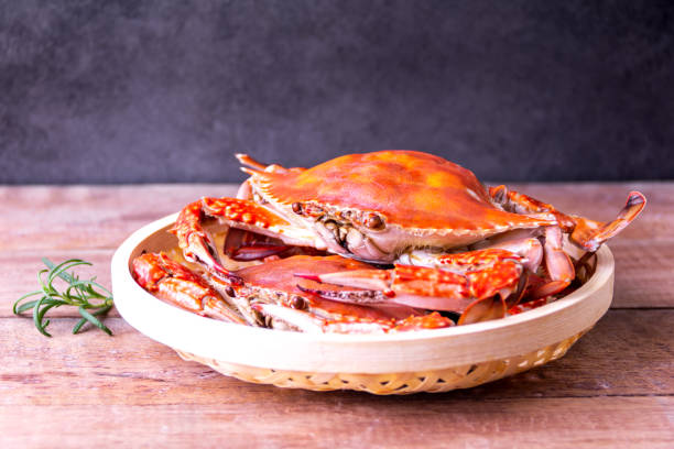 istock boiled crab gourmet, Seafood background 1338059263