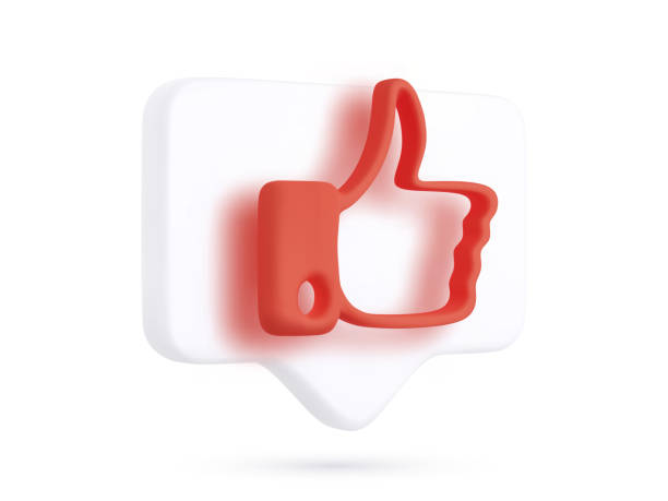 istock White 3d realistic bubble with red thumbs up icon with shadow isolated on white background. Vector illustration 1338062647