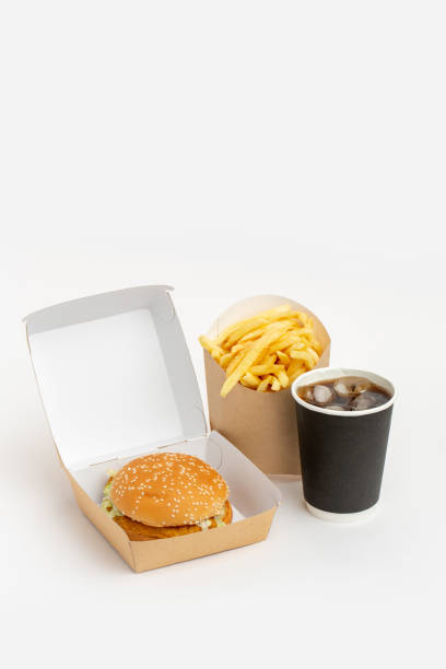istock Fast food delivery, burger in paper dish 1338066692