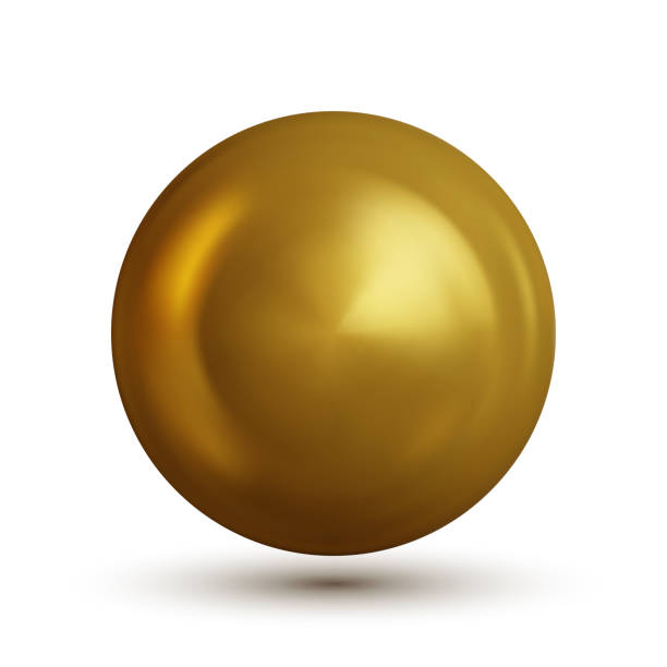 istock Gold sphere with shadow isolated on white background. Oil bubble Golden glossy 3d ball or precious pearl. Vector illustration 1338066793