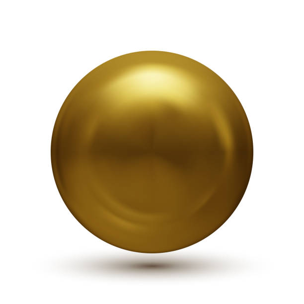 istock Gold sphere with shadow isolated on white background. Oil bubble Golden glossy 3d ball or precious pearl. Vector illustration 1338066808