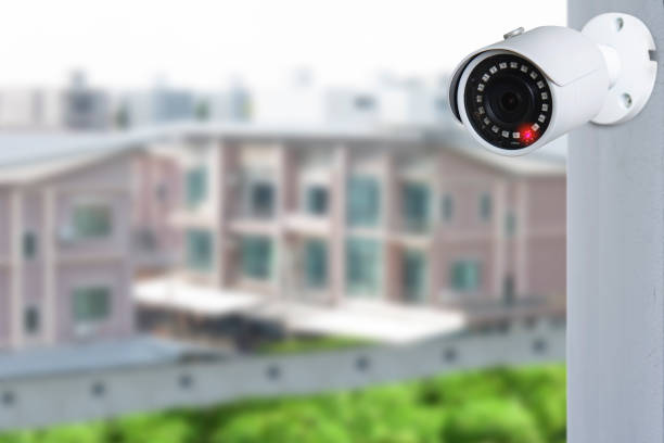 istock Outdoor CCTV camera for security and safety home from thief. 1338070882