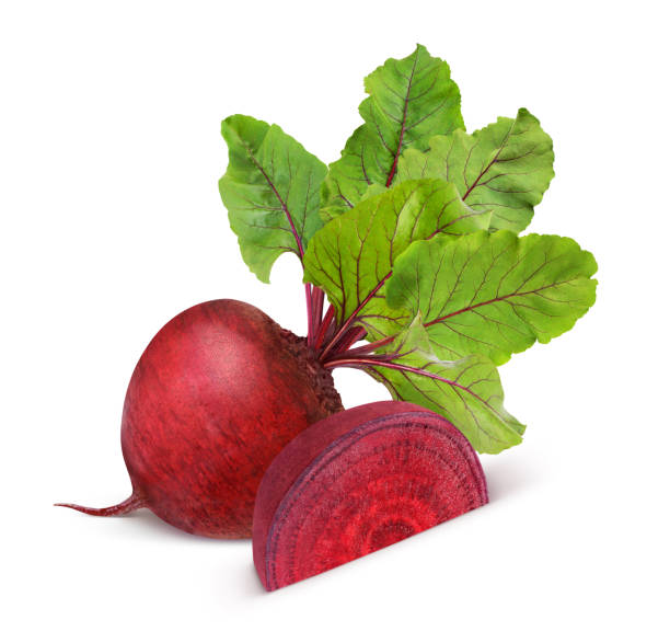 istock Beetroot with leaves, fresh whole_and sliced beet isolated on white background 1338071618
