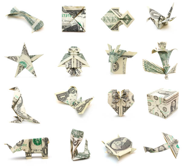 origami dollar Folding objects stock photo