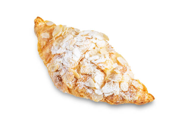istock Croissant with almond nuts on a white isolated background 1338074366