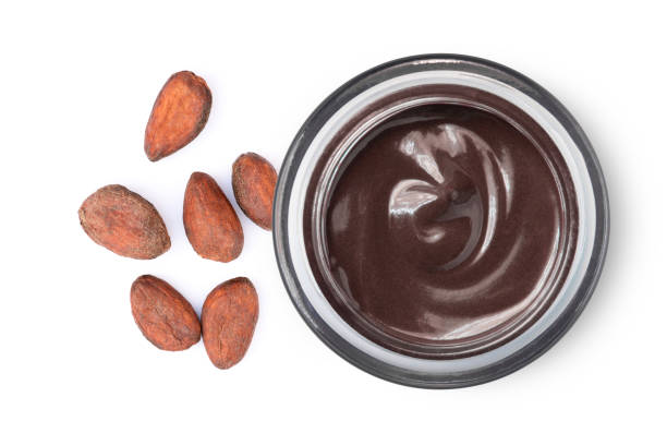 istock Cacao beans and chocolate cream 1338074474