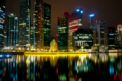 A generic city night view at water bay front