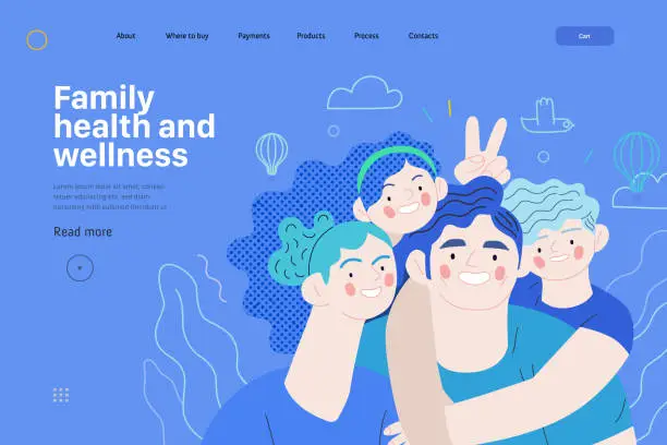 Vector illustration of Family health and wellness - medical insurance web template