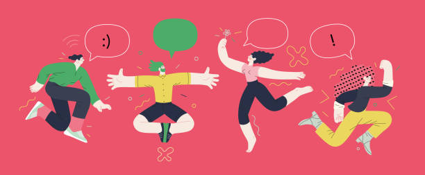 istock Happiness - happy people jumping in the air cheerfully 1338076930