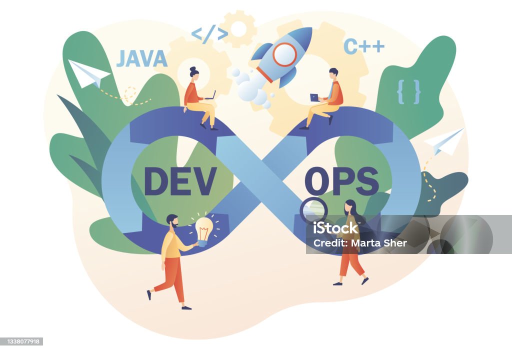 Devops Zeichen Devopskonzept Zeichen Der Unendlichkeit Als Symbol Software Engineering ...
