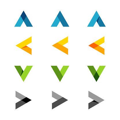 Triangle Letter V, Letter A, Arrow signs Icon Vector Logo Template
