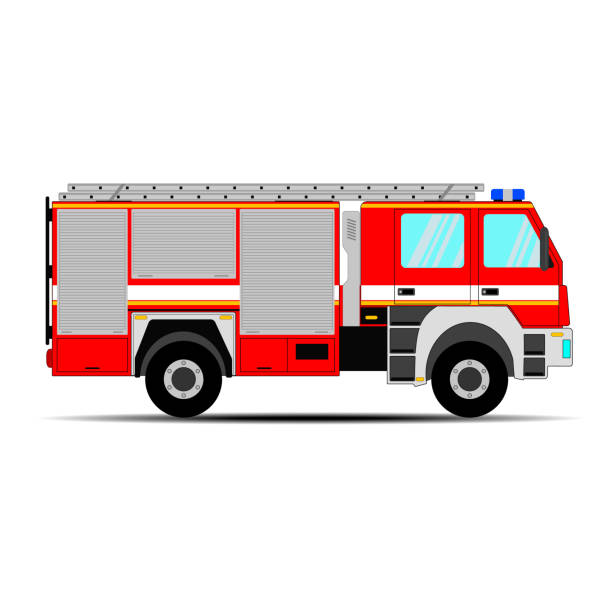 пожарная машина на белом фоне - pumper stock illustrations