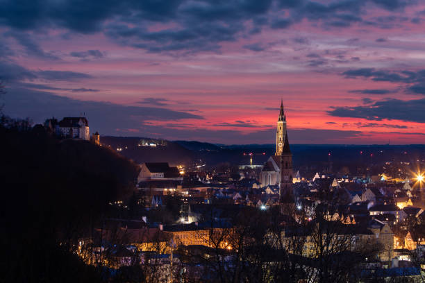 View from the Carossahöhe to Landshut at sunset