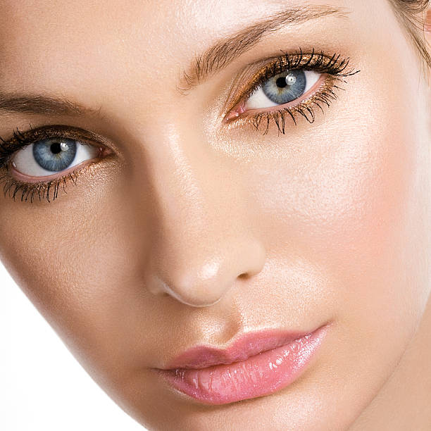 istock Close up of woman's face with flawless makeup 133808083