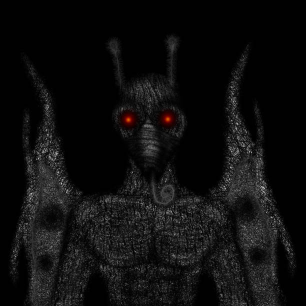 Dark mothman. Digital painting, concept for suspense and horror. mothman stock illustrations