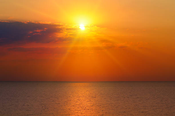 istock Seascape on a sunset, Horizon over the water. 1338087836