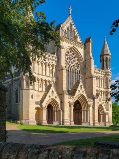 istock St Albans cathedral entrance and facade. 1338088983