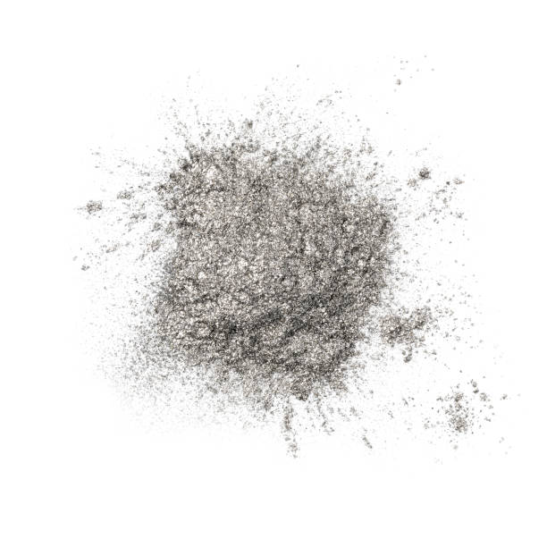 istock Heap of silver powder on white background 1338091388