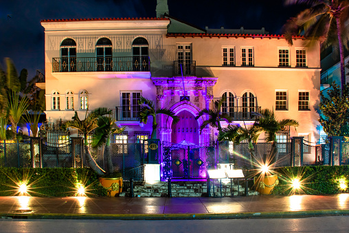 Miami Beach, Florida. June 29, 2021 .Partial view of The Villa Casa Casuarina (Versace Mansion) in Ocean Drive (1)