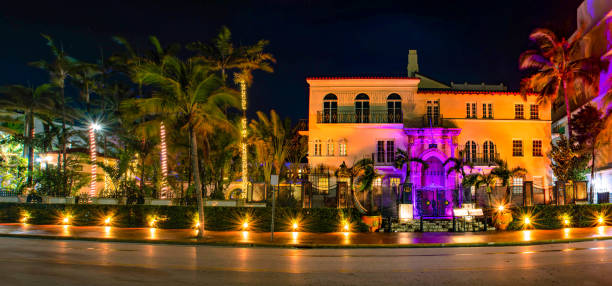 Miami Beach, Florida. June 29, 2021 .Panoramic view of The Villa Casa Casuarina (Versace Mansion) in Ocean Drive