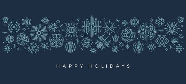 holiday snowflake border - holiday stock illustrations