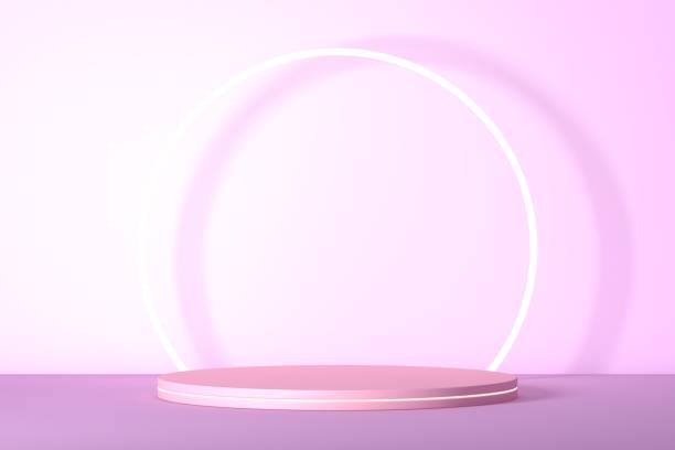 istock Podium and minimal abstract background, 3d rendering geometric shape, Stage for awards on website in modern. Empty product stand. 1338095527
