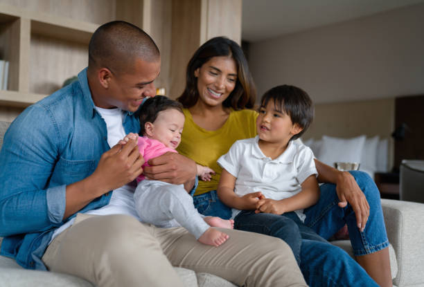 istock Happy family spending time together at home 1338099850