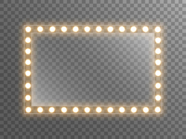 Miroir De Maquillage Avec Lumière Miroir Dhabillage Avec Des Ampoules  Lumineuses Verre Rectangulaire Avec Reflet Pour Affiche Brochure Ou Web  Cadre Éclairé Sur Fond Transparent Illustration Vectorielle Vecteurs libres  de droits et