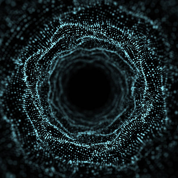 istock Abstract wireframe tunnel. Wormhole. 3D portal grid. Futuristic fantasy funnel. 3d rendering. 1338102987