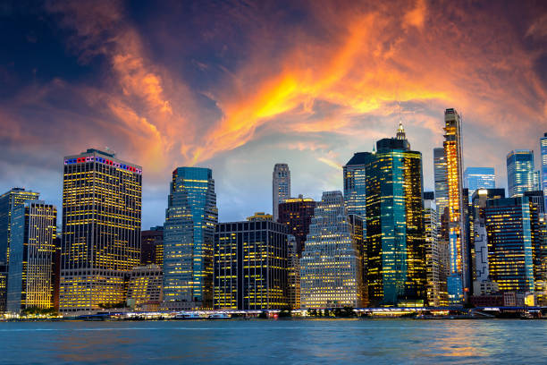 istock Manhattan at night in New York 1338104468