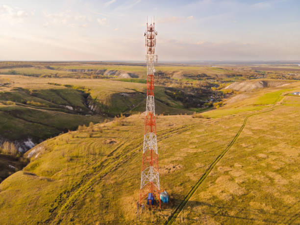 istock Telecom tower with 5G and 4G network, telecommunication base station 1338104646