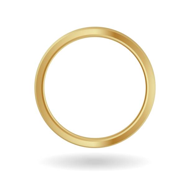 istock Gold ring frame. Yellow ornament metal banner with luxury round shape for image. 1338105805