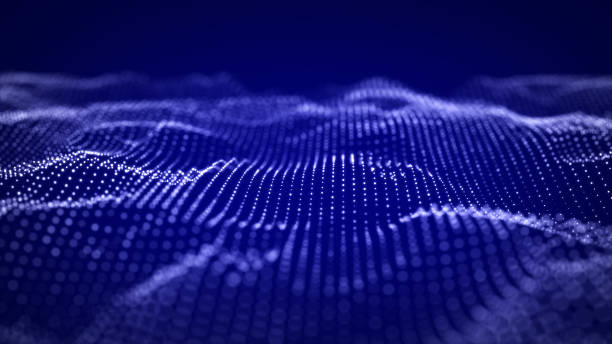 istock Futuristic digital wave. Dark cyberspace. Abstract wave with dots. White moving particles on background. 3d rendering. 1338106018