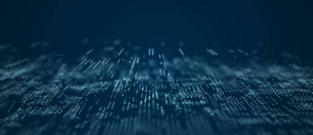 istock Digital blue background of particles. Abstract futuristic illustration. Big data visualization. Technology dynamic dots background. 3D rendering. 1338108700