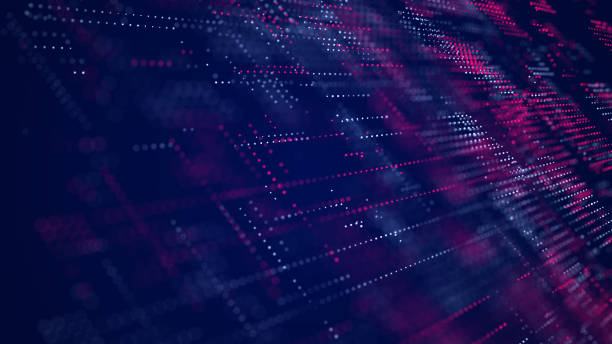istock Digital blue background of particles. Abstract futuristic illustration. Big data visualization. Technology dynamic dots background. 3D rendering. 1338108702