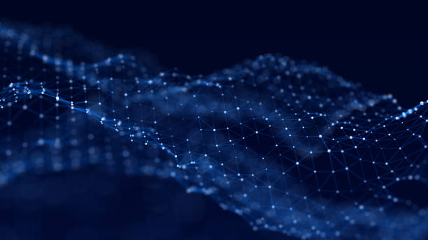 istock Digital dynamic wave. Abstract futuristic blue background with dots and lines. Big data visualization. 3D rendering. 1338108726