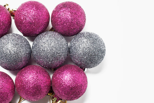 istock Pink and silver Christmas background 1338109452