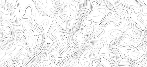 illustrations, cliparts, dessins animés et icônes de carte de contour de topographie avec grille. carte en relief vectoriel. - topographic map